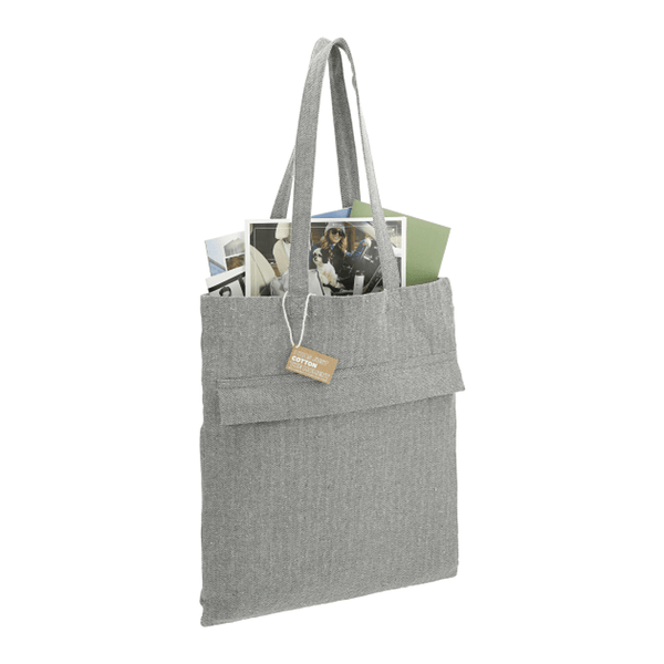 Recycled Cotton Herringbone Tote w/Zip Pocket