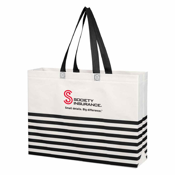 Non-Woven Horizontal Stripe Tote Bag