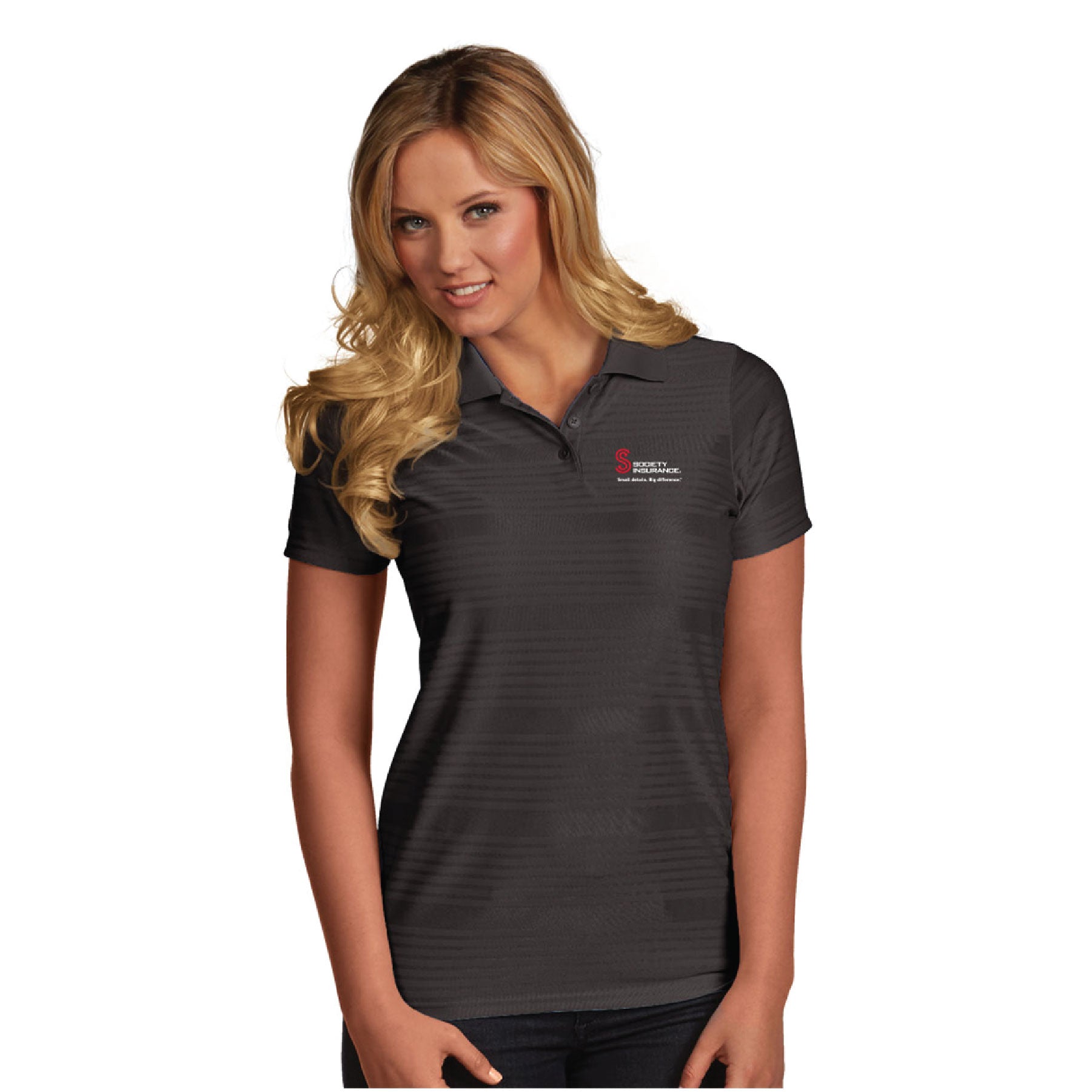 Women's Grey Antigua Polo