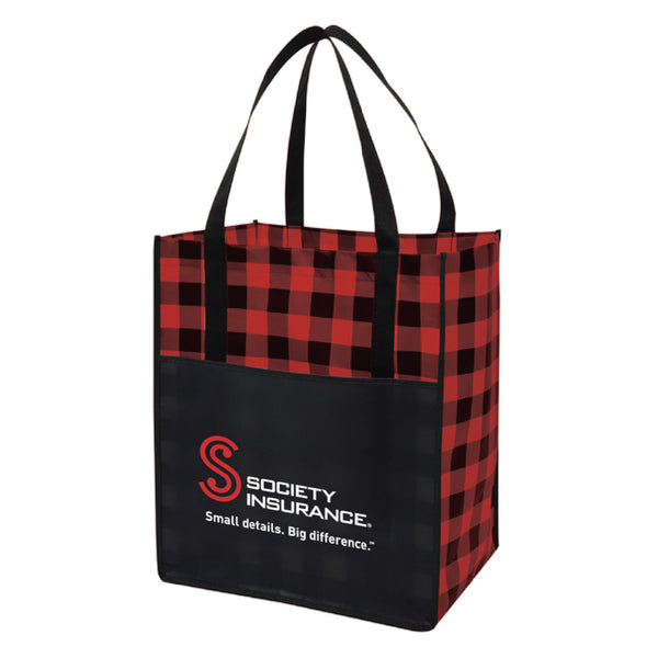 Northwoods Laminated Non-Woven Tote Bag Buffalo Plaid