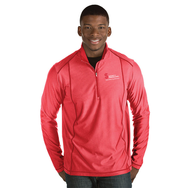 Men's Red Heathered Long Sleeve Pullover