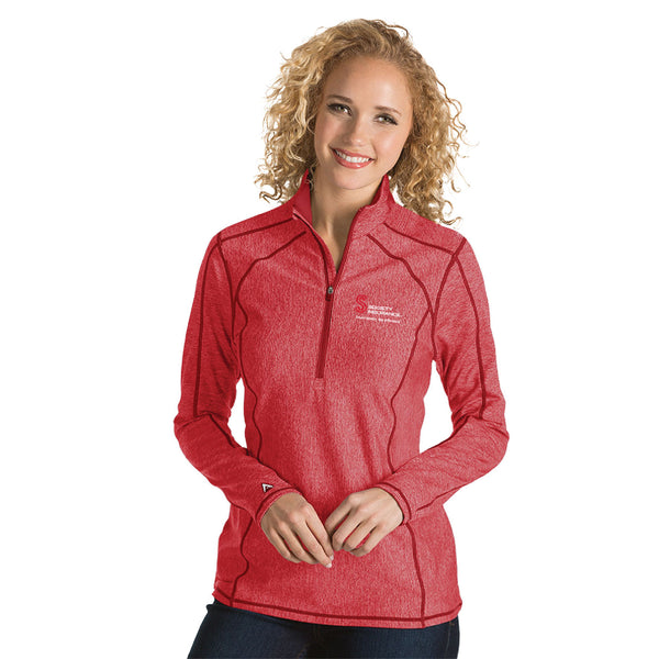 Women's Red Heathered Long Sleeve Pullover